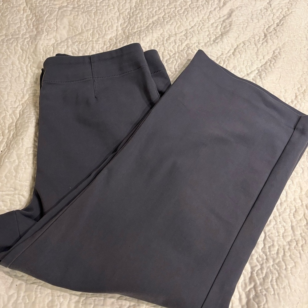 Loft Gray Hugh Rise Button Fly Cropped Straight Leg pants